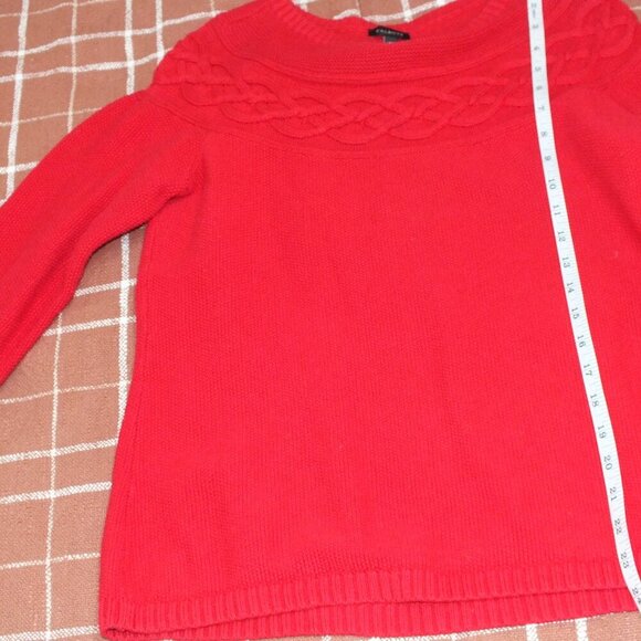 Talbots Red Cashmere Blend Fair Isle Boatneck Sweater Medium - Picture 8 of 10